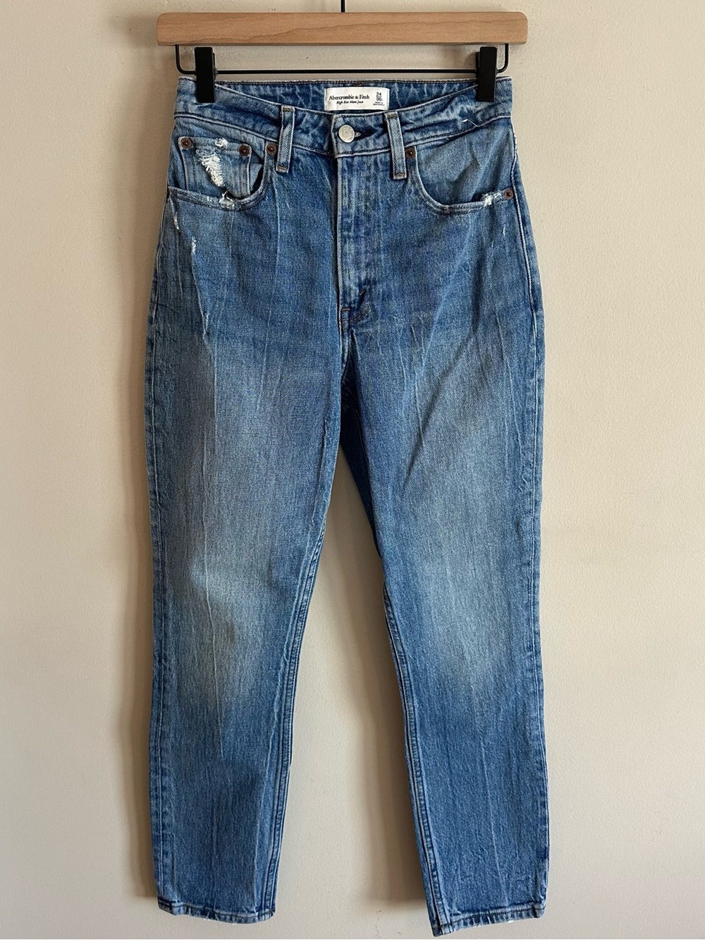 Abercrombie & Fitch Curve Love High Rise Mom Jeans Denim Medium Wash 24 00
